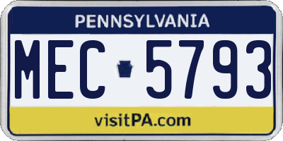 PA license plate MEC5793