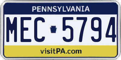 PA license plate MEC5794