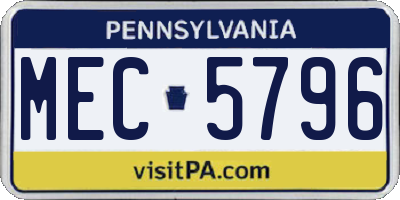 PA license plate MEC5796