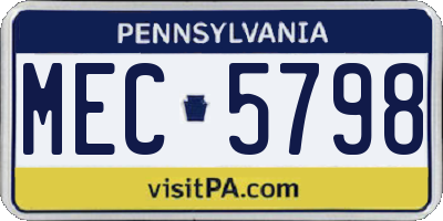 PA license plate MEC5798