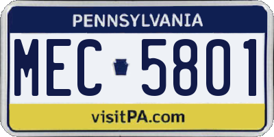 PA license plate MEC5801