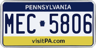 PA license plate MEC5806