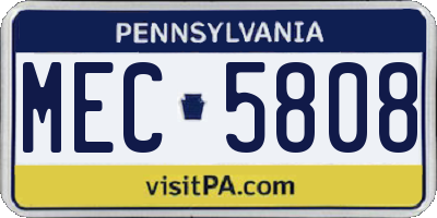 PA license plate MEC5808