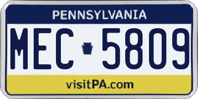 PA license plate MEC5809