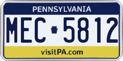 PA license plate MEC5812