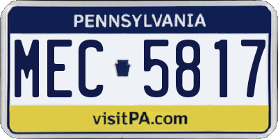 PA license plate MEC5817