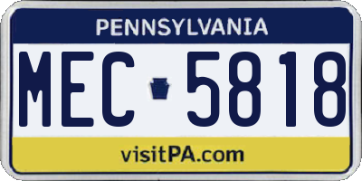 PA license plate MEC5818
