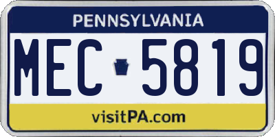 PA license plate MEC5819