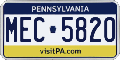 PA license plate MEC5820