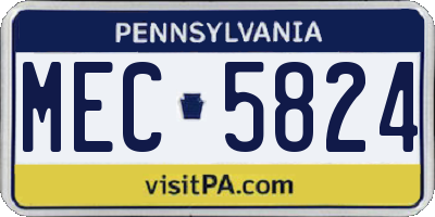 PA license plate MEC5824