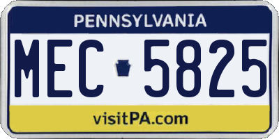 PA license plate MEC5825