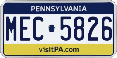 PA license plate MEC5826