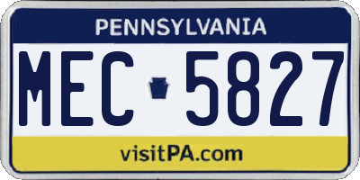 PA license plate MEC5827