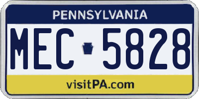 PA license plate MEC5828