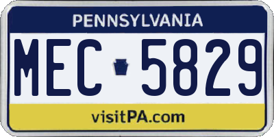 PA license plate MEC5829