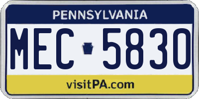 PA license plate MEC5830