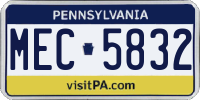 PA license plate MEC5832