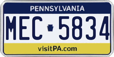 PA license plate MEC5834