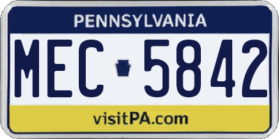 PA license plate MEC5842