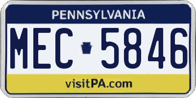 PA license plate MEC5846