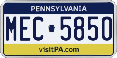 PA license plate MEC5850