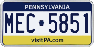 PA license plate MEC5851