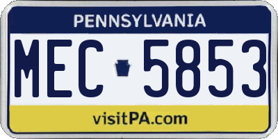 PA license plate MEC5853