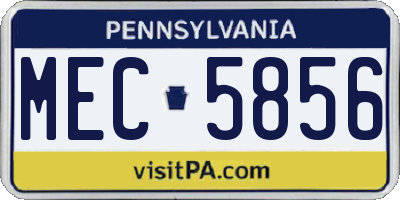 PA license plate MEC5856