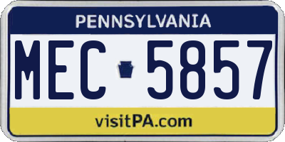 PA license plate MEC5857
