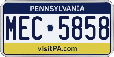 PA license plate MEC5858