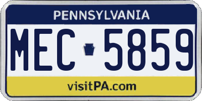 PA license plate MEC5859