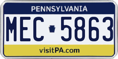 PA license plate MEC5863
