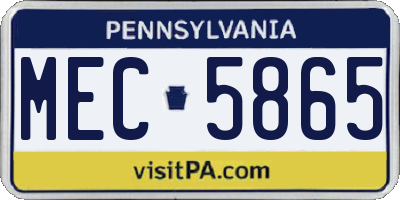PA license plate MEC5865