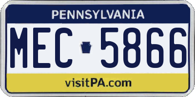 PA license plate MEC5866