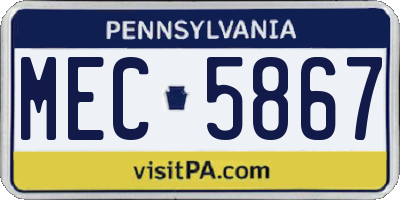 PA license plate MEC5867