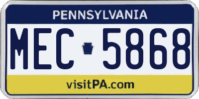 PA license plate MEC5868