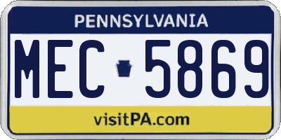 PA license plate MEC5869
