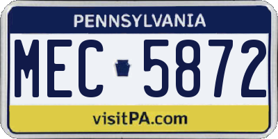 PA license plate MEC5872