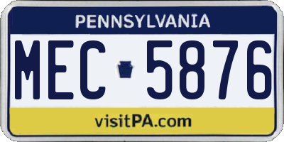 PA license plate MEC5876