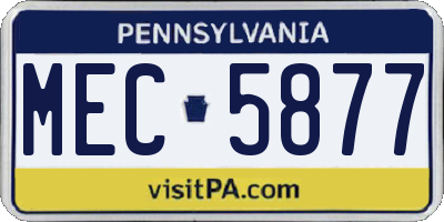 PA license plate MEC5877
