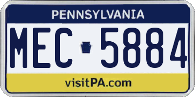 PA license plate MEC5884