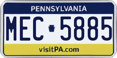 PA license plate MEC5885