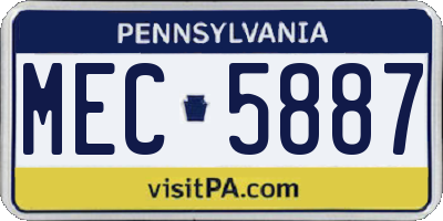 PA license plate MEC5887