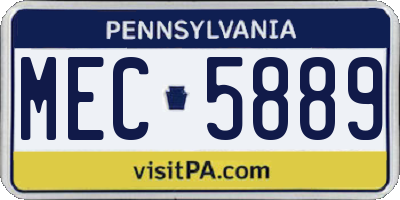 PA license plate MEC5889