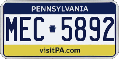 PA license plate MEC5892