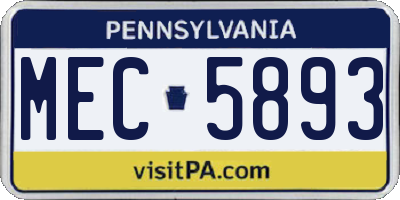 PA license plate MEC5893