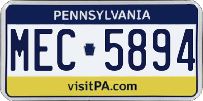PA license plate MEC5894