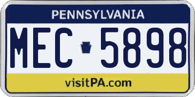 PA license plate MEC5898
