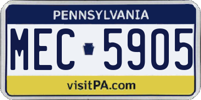 PA license plate MEC5905