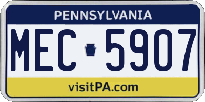PA license plate MEC5907
